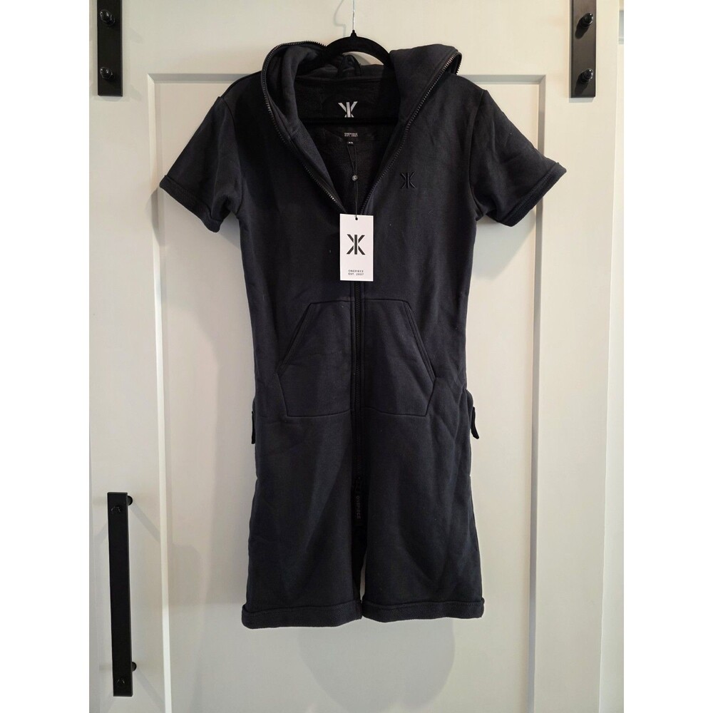 NWT OnePiece Norwegian Original Women Black Hooded Short Sleeve Jumpsuit Size XS